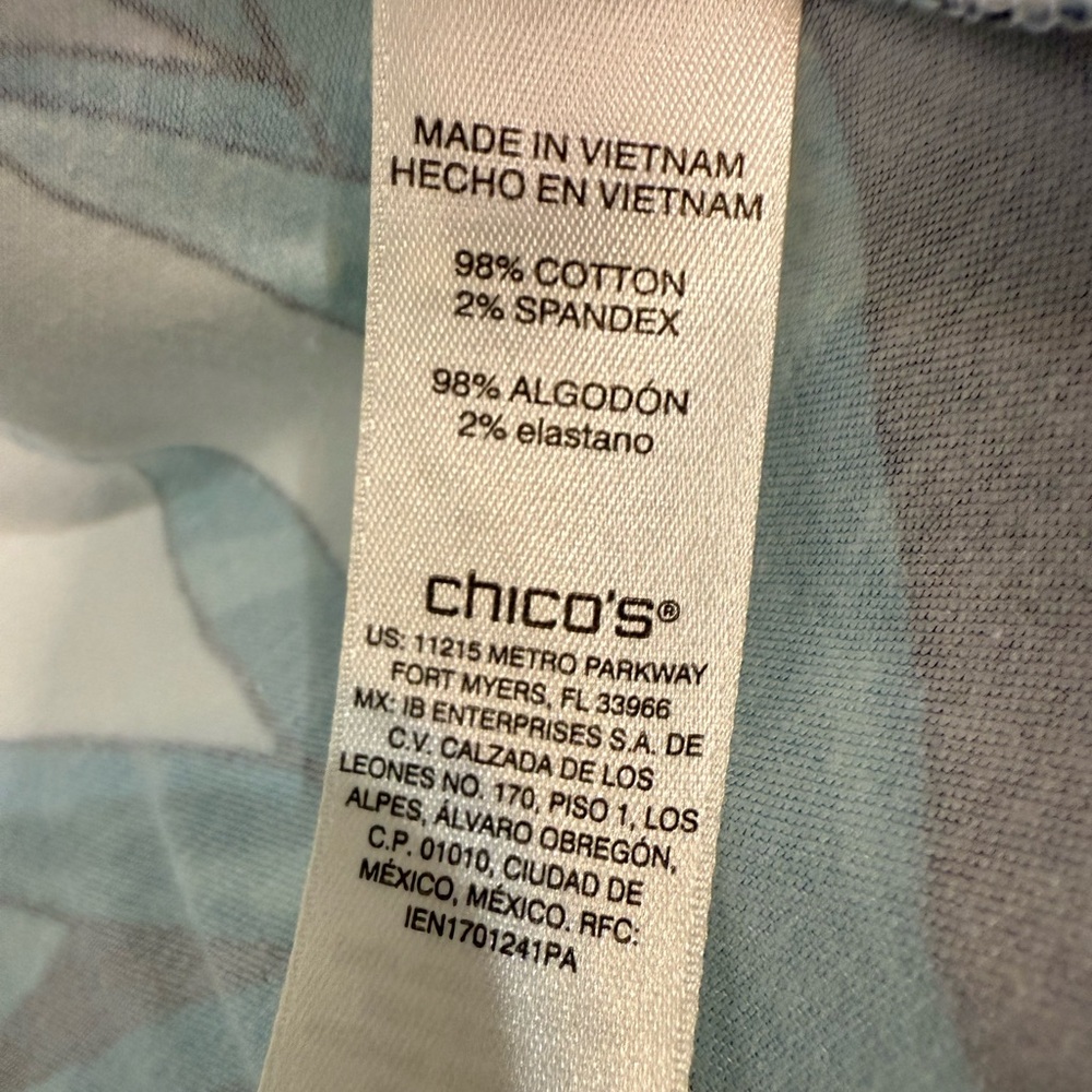 Chicos Floral Asian Watercolor Jacket Lightweight Open Tunic Cotton Travel NWT 1 - Picture 9 of 14